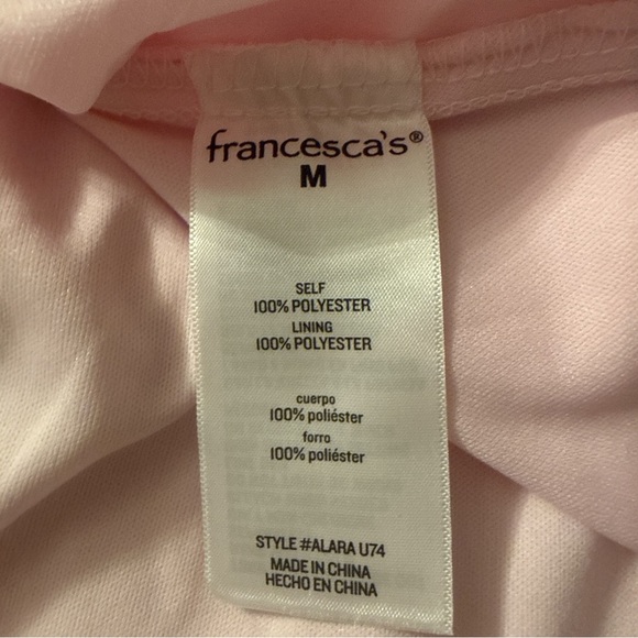 Francesca’s Romantic Pink Floral Tiered Midi Dress Tie Shoulder Bows Size M - Picture 10 of 13